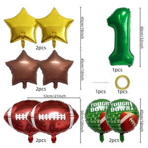 Football Party Ballon Set mit Nummer 1, Sternformen und Touch Down Designs