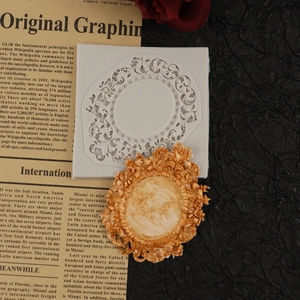 Detailed Baroque scroll frame silicone mold showing intricate floral patterns for DIY baking