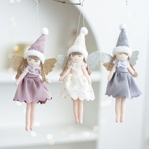 Ange De Noël Fée Poupée Ornement Suspendu Velours Tissu Dentelle Paillettes Peluche Mignon Dessin Animé Maison Décoration