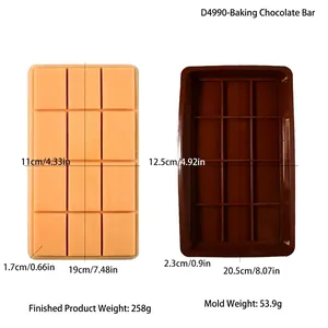 Dimensiones detalladas del molde de silicona de 12 cavidades para tabletas de chocolate