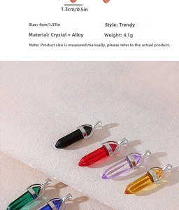 Detailed size specifications for hexagonal natural crystal pendants with alloy caps