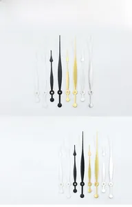 Detail of 1048 model quartz clock hand set in black white gold and silver finishes