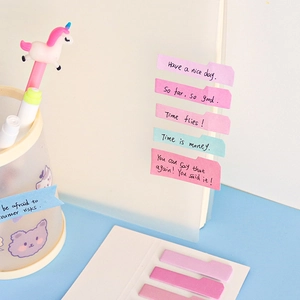 Gradient macaron color sticky notes with inspirational quotes for page marking and indexing