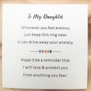 Greeting card for daughter with anxiety ring message on soft pink silk background