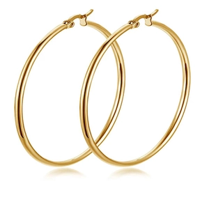 Classic 18k gold plated stainless steel hoop earrings with high polish finish