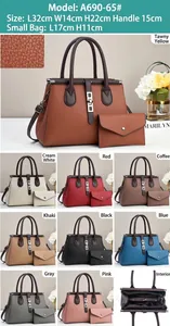 Detail view of large-capacity pebble leather handbag set with multi-layer interior pockets
