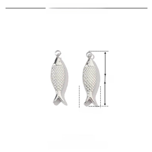 Dessin technique montrant les dimensions du pendentif poisson 21mm et son poids