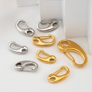 Polished stainless steel spring hooks and lobster clasps in gold and silver colors