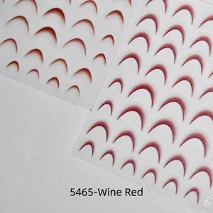 French manicure gradient stickers in burgundy red crescent shape for nail art design