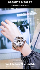 Close-up of grey camo waterproof sports watch with dual analog and digital display