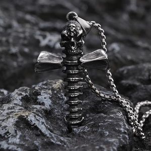 Collana Con Pendente A Croce Con Teschio E Colonna Vertebrale Gotica In Acciaio Inossidabile Gioielli Punk