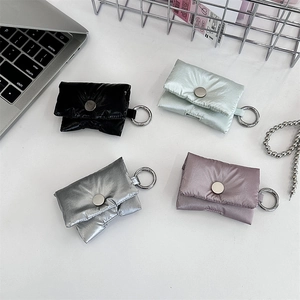Shockproof puffer style soft cases for AirPods in four colors with metallic carabiners