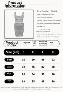 Size chart detail for maternity bodycon striped dress with fabric and measurements