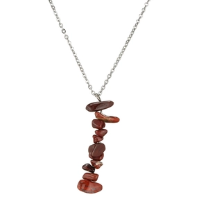 Natural tiger eye stone necklace with silver chain and colorful zircon tassel accents