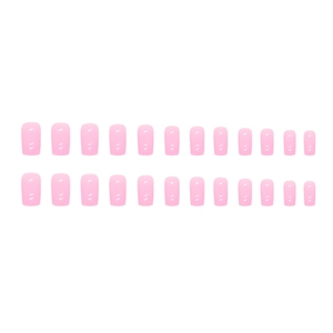 Set of 24 pieces sweet pink short square press-on nails in various sizes for women