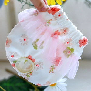 Floral pet physiological pants with pink mesh trim for small dogs and puppies