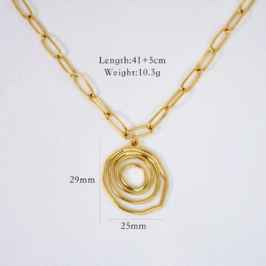 Detail view of 14K gold-plated link chain necklace with dimensions and weight data