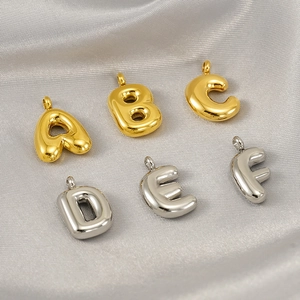 Bubble Initial Letter Pendant Balloon Style Stainless Steel 3D Alphabet Charm Fashion Mirror Polished Jewelry Women