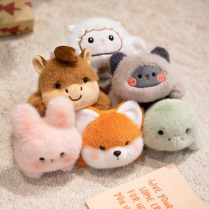 Cute plush animal fridge magnets collection featuring elephant, rabbit, and fox dolls