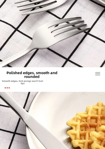 Detail of polished round edges on stainless steel camping cutlery fork and knife set