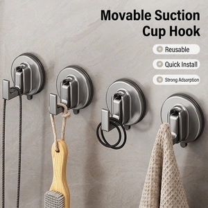 Suction Cup Hook Vacuum No Drill Space Aluminum ABS Strong Adhesive Waterproof Removable Wall Mounted Bathroom Kitchen