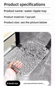 Water ripple serving tray with handles measuring 30cm by 21.8cm in transparent PET