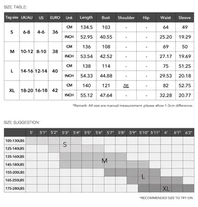 Comprehensive size chart for women high waist V-neck dress with UK, US, and EU measurements