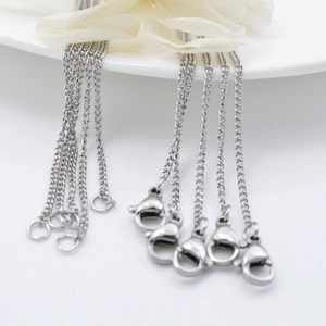 Polished stainless steel curb and twist chain jewelry set with lobster clasps