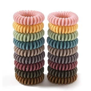 Set of 20 colorful spiral hair ties in Morandi colors for high ponytail hairstyles