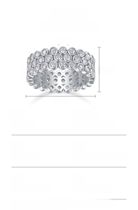 Detail view of S925 silver ring with multi-row 1.7mm moissanite pavé setting