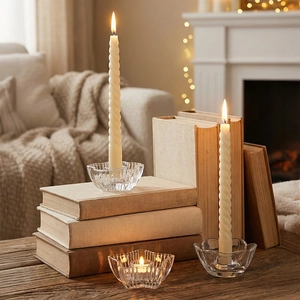 Nordische Kristallglas-Kerzenständer mit Spiralkerzen für Hochzeitstisch-Dekoration