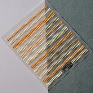 5D embossed nail stickers featuring orange and cream knitting patterns, model TS-006