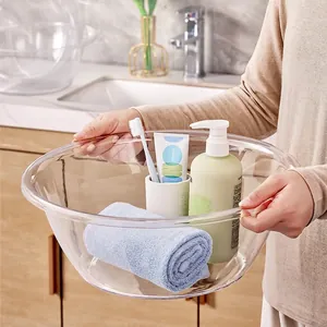Thickened transparent plastic washbasin with rounded edges and high-capacity wall