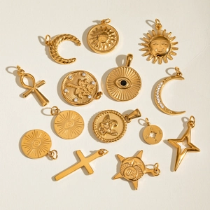 Stainless Steel Tarot Charms For DIY Jewelry Making Sun Moon Star Pendants Waterproof Hypoallergenic Vintage Gold Plated