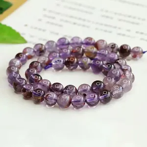 Natural purple ghost crystal round beads for DIY jewelry making necklaces and bracelets