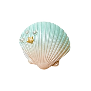 Starfish and pearl shell-shaped magnetic phone grip holder with mint green gradient finish
