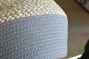 Extra large woven straw flower pot cover with grey cotton rope detailing for home decor
