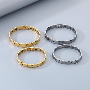 Men's magnetic tungsten steel energy bracelets in gold and silver finish with health stones