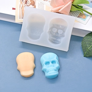 Dual cavity skull shaped silicone mold for DIY baking and handmade candle crafting