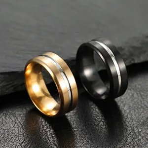 Minimalist Stainless Steel Ring Matte Brushed Comfort Fit Center Line Band Jewelry For Men Women