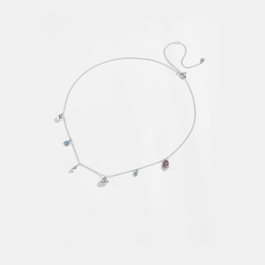 S925 Sterling Silver necklace with floral, acorn and Saturn planet charm pendants