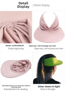 Detailed view of elastic fabric and wide brim of the functional sun visor hat