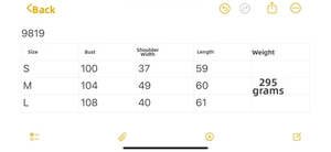 Tableau des tailles pour débardeur en maille col V avec mesures précises du buste