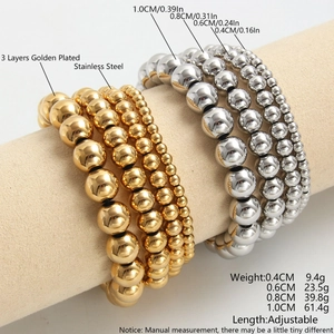 Edelstahl Perlenarmband Gold Vergoldet Verstellbar Geflochtenes Seil Minimalistisch Trendiger Schmuck