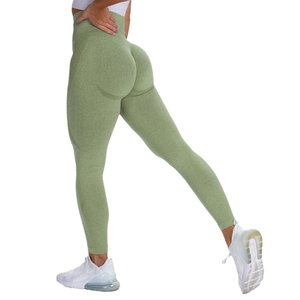 Seamless high waist yoga pants in avocado green with butt lifting and breathable design