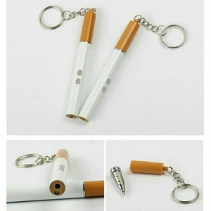3-in-1 multi-functional cigarette shaped ballpoint pen with metal keychain ring
