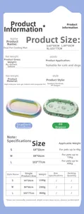 Size chart showing S, M, L dimensions for the rainbow gradient pet cooling mat