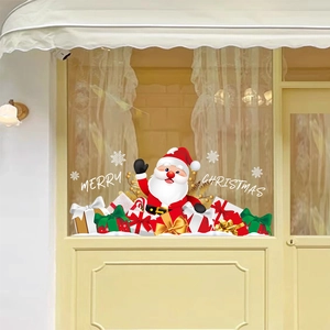 Adesivi natalizi per finestre con Babbo Natale, regali e fiocchi per decoro festivo