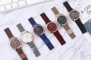 Collection de montres à quartz avec bracelets en maille magnétique en six couleurs