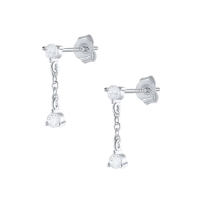 Boucles d'oreilles pendantes minimalistes en argent S925 avec zircon rond et chaîne